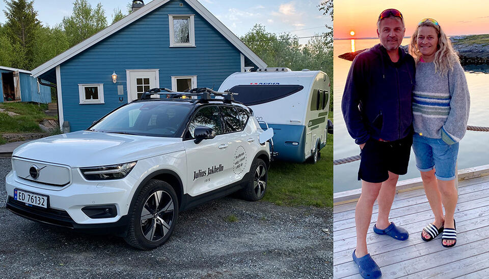 FERIE: Tom Jønsberg og samboer Kathrin Wensell Eliassen gleder seg til å kjøre på campingferie med den nye elbilen. FOTO: PRIVAT